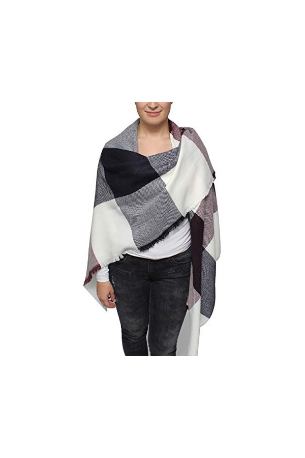 Giorgio Rimaldi Echarpe à carreaux pour femmes et hommes- Echarpe de couverture XXL 150 x 150 cm carrée - Echarpe dhiver ove