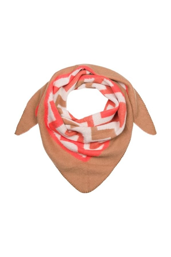 styleBREAKER 01020049 Écharpe triangulaire XXL pour femme avec motif en zigzag coloré, Marron/orange, taille unique