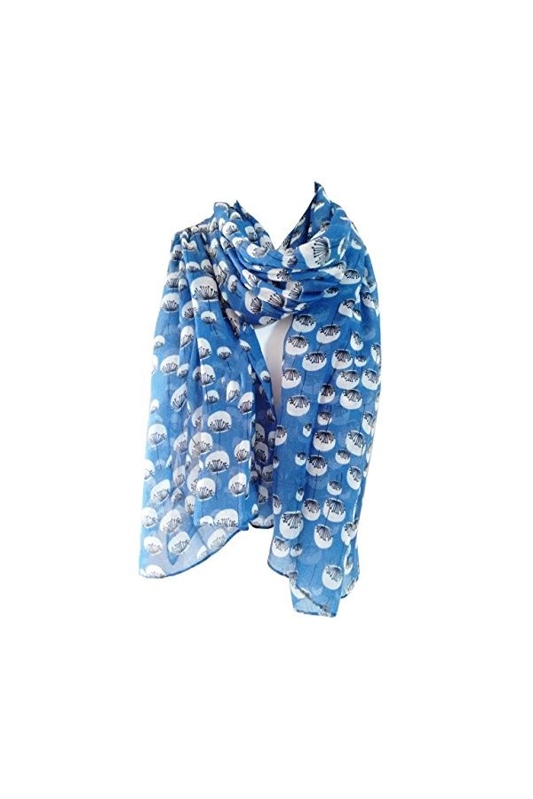 GlamLondon Écharpe pissenlit flottante avec imprimé fleur de pissenlit tendance pour femme, jaune moutarde, L