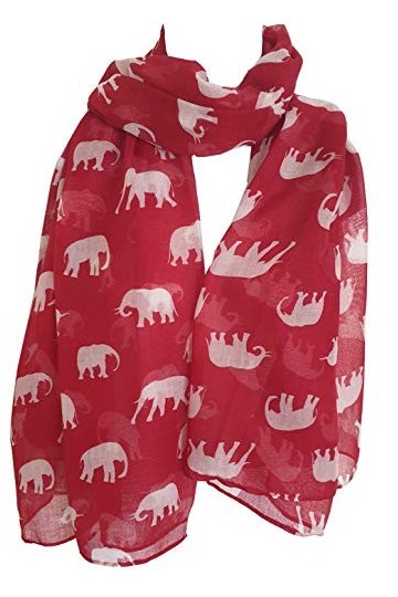 GlamLondon Echarpe Femme Imprimé Elephant - Rouge - Large