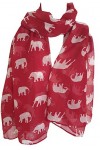 GlamLondon Echarpe Femme Imprimé Elephant - Rouge - Large