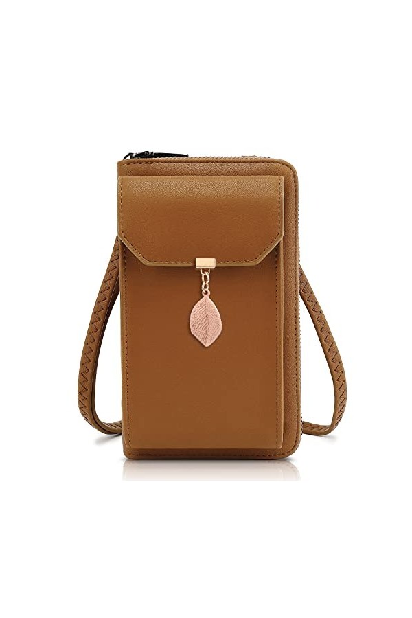 TAN.TOMI Étui pour téléphone portable à bandoulière, portefeuille à bandoulière avec de nombreux compartiments, téléphone por