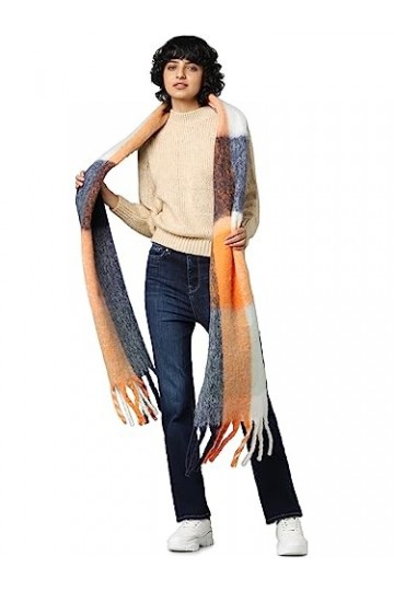 ONLY Onlagnes Life Scarf Acc tissé Écharpe, Bleu Marin/chèques : Multi Colour Check, Taille Unique Femme