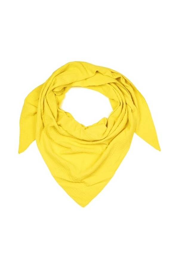 styleBREAKER 01020044 Écharpe triangulaire en mousseline de coton pour femme Couleur unie, jaune, taille unique