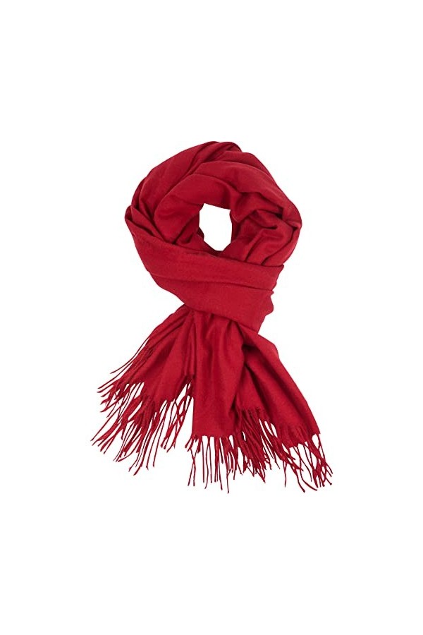 fashionchimp ® Foulard dhiver en cachemire pour femme avec franges décoratives, Rouge hiver, taille unique