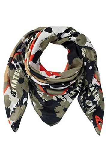 Camel Active Womenswear 307540/7v54 Écharpe carrée Florale, Orange/Rouge, Taille Unique Femme