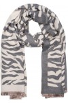 styleBREAKER Écharpe pour femme avec motif zèbre imprimé animal, écharpe chaude avec franges, style réversible 01017158, Crèm
