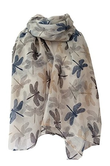 Purple Possum UK écharpe Motif libellule Ivoire/bleu marine/gris/beige