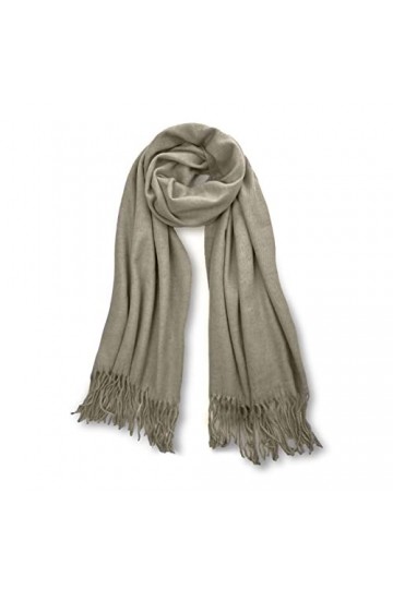 Neverless Écharpe en tricot avec franges Uni Longue XXL Écharpe dhiver Oversized Unisexe - Beige - One Size