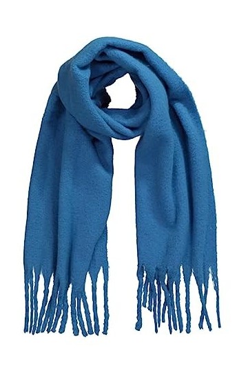 Ulla Popken Schal, Neon, Boucléstrick, Fransen Echarpe, Bleu pétrole, Taille Unique Femme