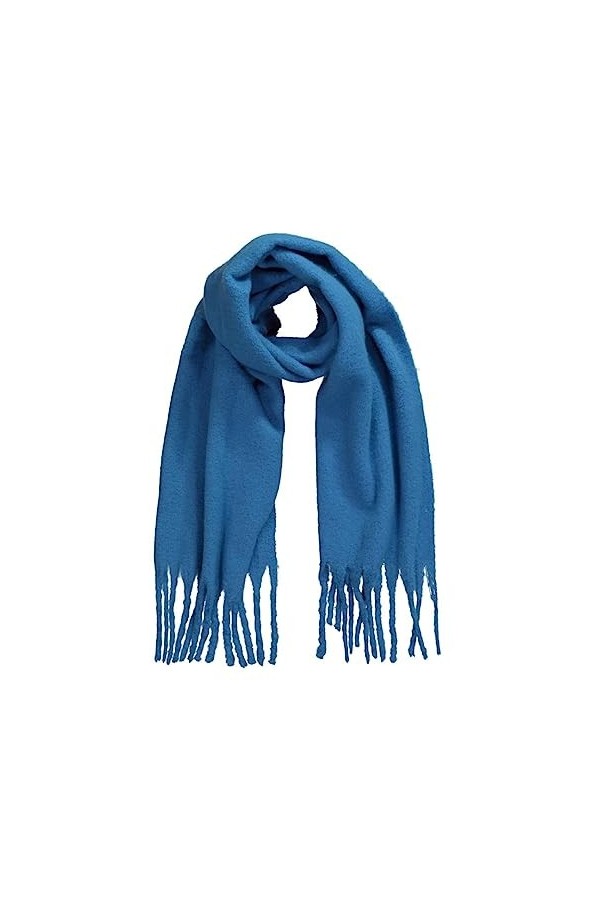 Ulla Popken Schal, Neon, Boucléstrick, Fransen Echarpe, Bleu pétrole, Taille Unique Femme