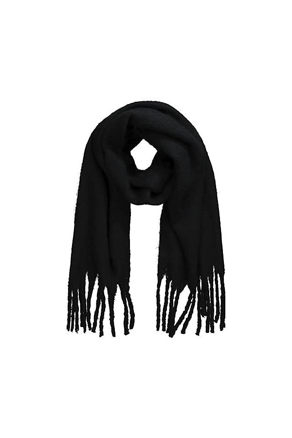 Ulla Popken Schal, Neon, Boucléstrick, Fransen Echarpe, Bleu pétrole, Taille Unique Femme