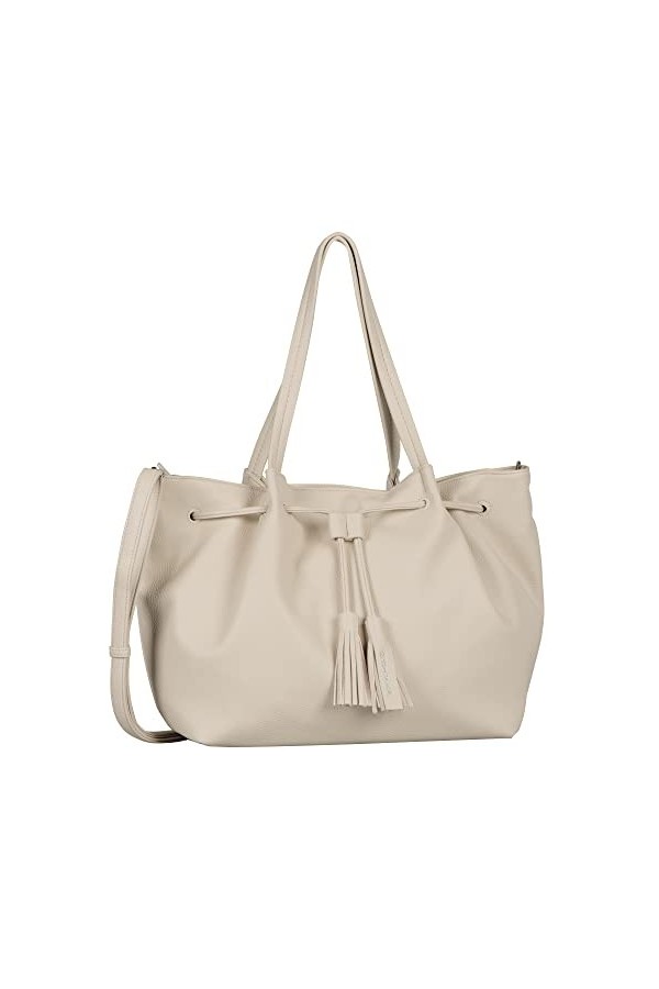 Tom Tailor Camilla, Sac Cabas avec Fermeture éclair Femme, Blanc cassé
