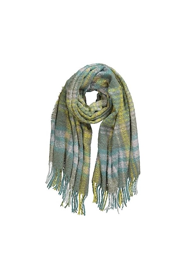 Ulla Popken Écharpe tissée à Carreaux, Orange/Jaune, Taille Unique Femme