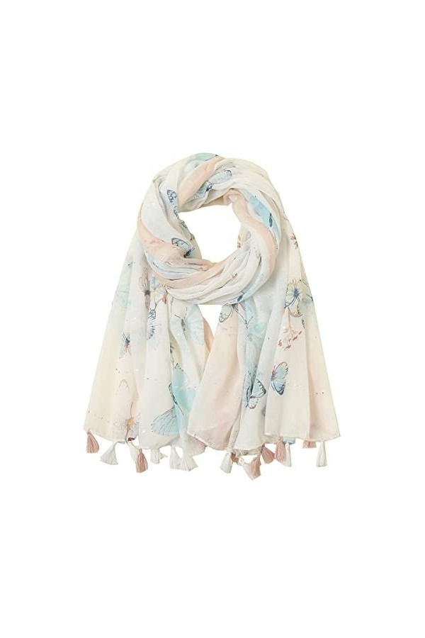 KAVINGKALY – Écharpe bohème légère à franges pour femme, motif imprimé, style 1, M