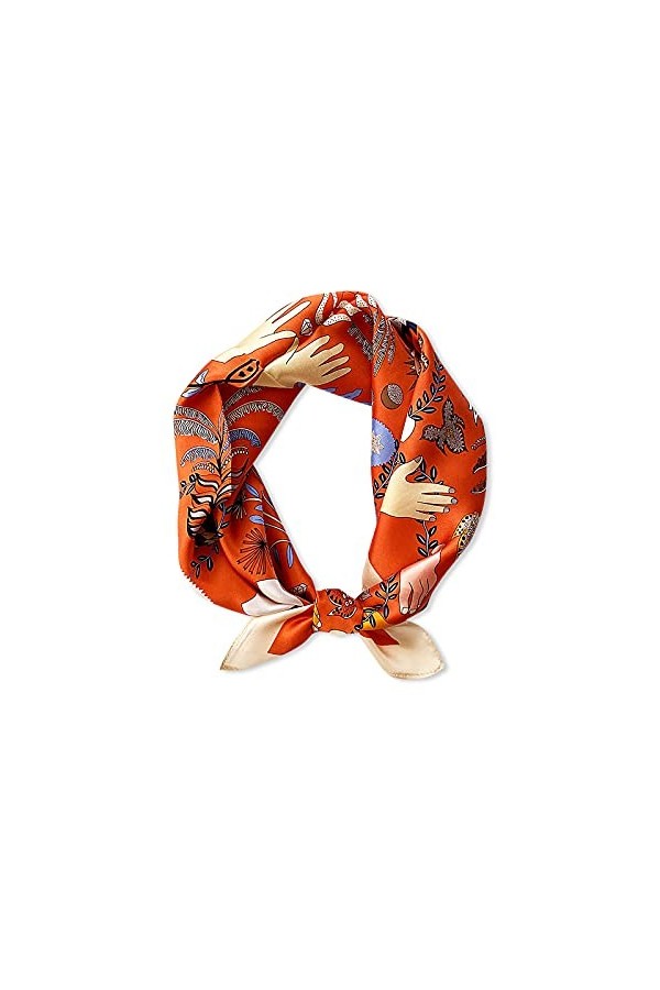 LumiSyne Foulards En Soie Pour Femme Écharpe Carré Imprimé Artistique Satin Foulards Légers Petits Écharpe Bandanas Bandeau A
