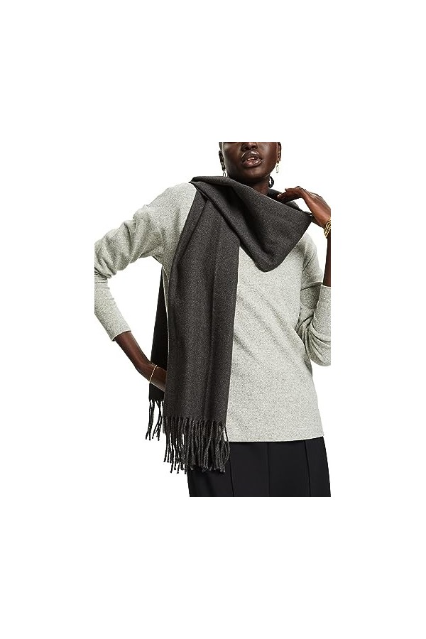 ESPRIT 993ea1q314 Écharpe de Mode, 020/Dark Grey, Taille Unique Femme