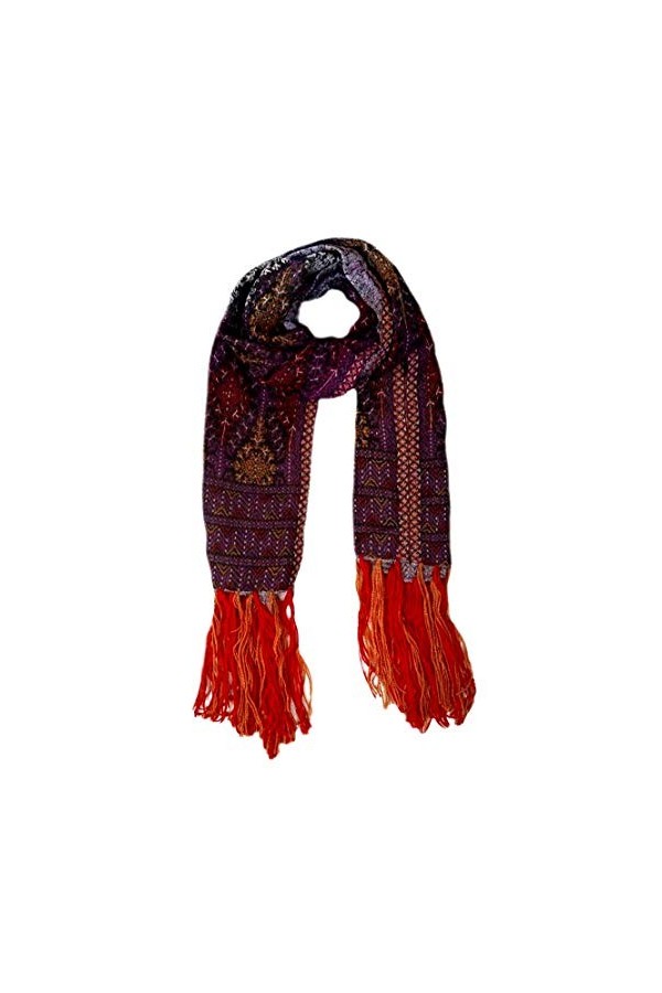 Lorenzo Cana 78583 Écharpe de luxe pour femme 100 % laine mérinos Lamm Multicolore Rouge Orange Fibre naturelle