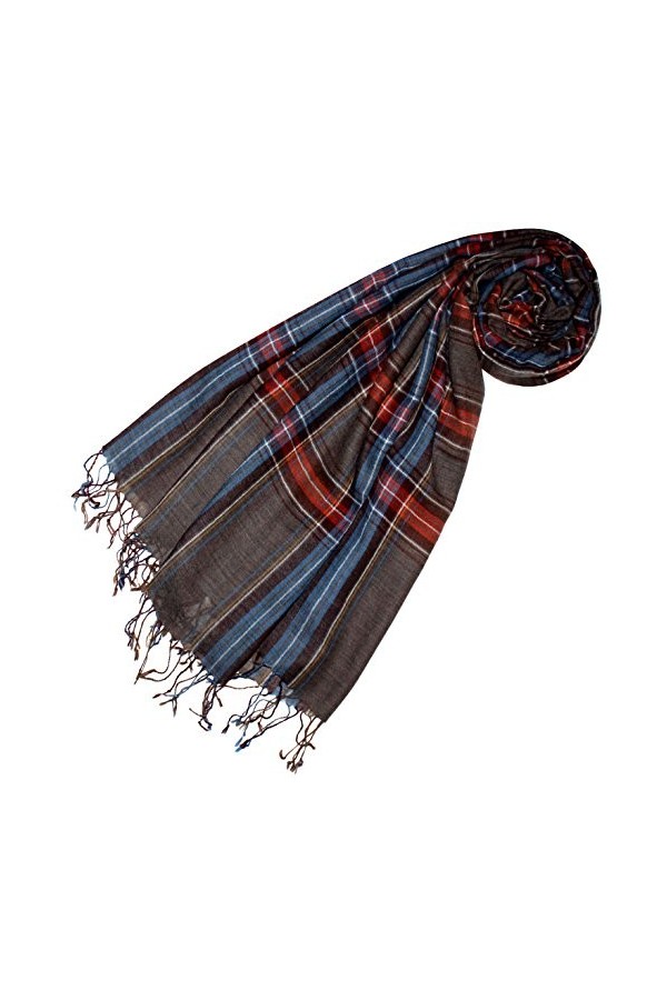 LORENZO CANA Echarpe de 50% Cachemire et 50% Laine pour la femme – 70 x 180 cm, écossais, à carreaux - souple et noble – en m