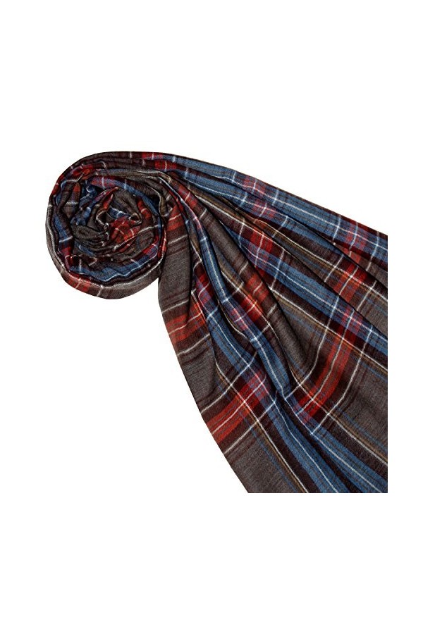 LORENZO CANA Echarpe de 50% Cachemire et 50% Laine pour la femme – 70 x 180 cm, écossais, à carreaux - souple et noble – en m