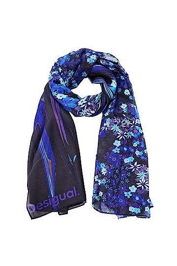 Desigual Fou_Liquid Flor Rectangle, Bleu, Taille Unique Femme