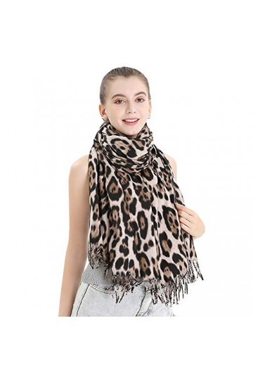 LA HAUTE Foulard imprimé peau de serpent/léopard dhiver chaud en cachemire léger et confortable Imprimé animal, 4412 Beige l