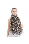 LA HAUTE Foulard imprimé peau de serpent/léopard dhiver chaud en cachemire léger et confortable Imprimé animal, 4412 Beige l