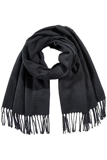 Amazon Essentials Grande écharpe tissée avec Franges Mixte Adulte, Noir, Taille Unique