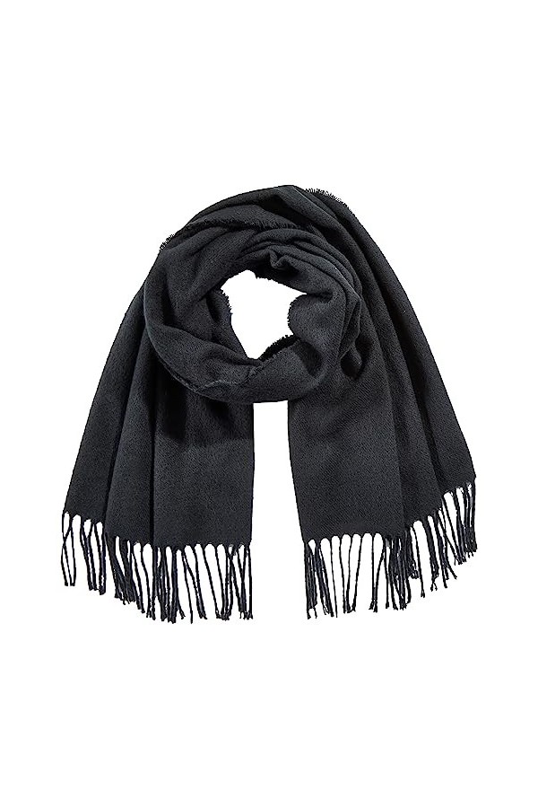 Amazon Essentials Grande écharpe tissée avec Franges Mixte Adulte, Noir, Taille Unique