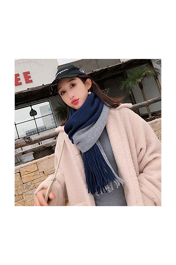 Foulard Echarpe Scarf Scarves Plaid Femmes Écharpe Tricoté Épaissir Couverture Chaud Doux Châles Et Wraps Bandana 15