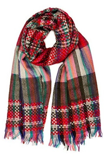 Caspar SC489 Écharpe à carreaux pour femme XXL Multicolore, rouge, taille unique