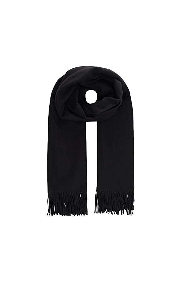 NF NITZSCHE fashion,Echarpe unie pour femme à franges,Noir et rose,Taille unique,Echarpe dhiver élégante,Foulard dhiver,Ave
