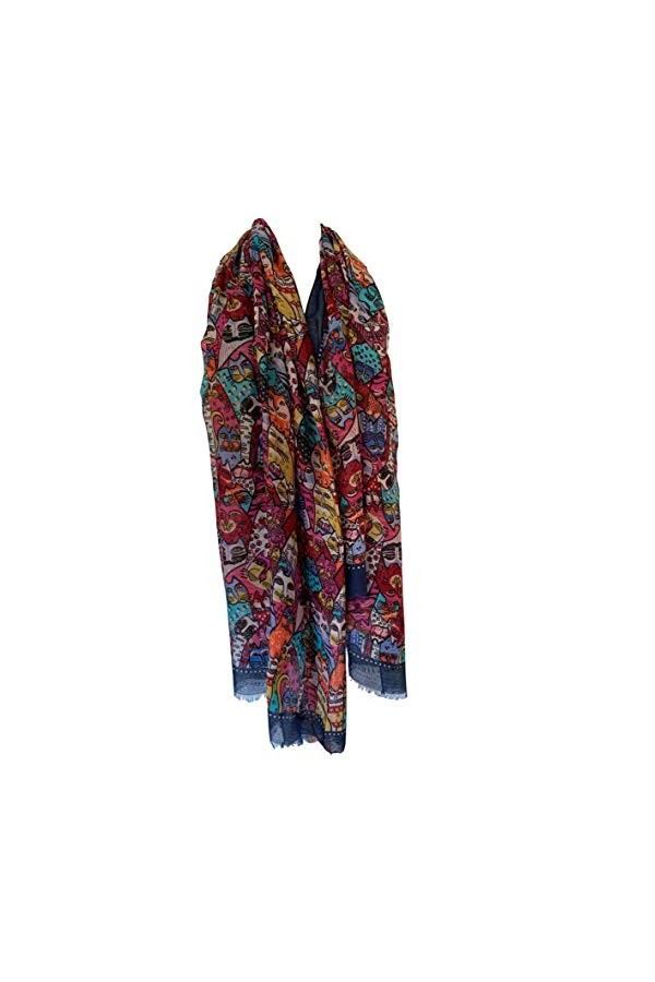 Purple Possum Écharpe pour femme Motif chat Rouge/jaune/bleu marine