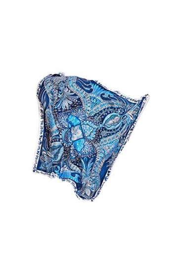 LA FERANI N41 Grande écharpe carrée en soie pour femme Bleu 130 x 130 cm, bleu, 130x130cm