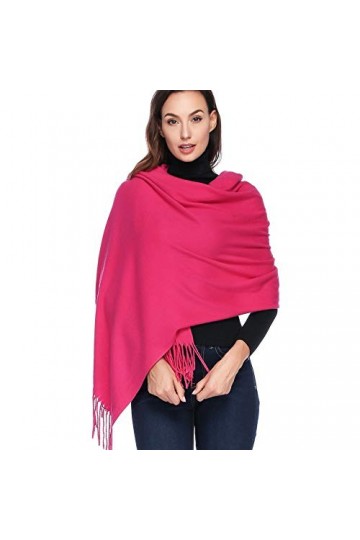 HOYAYO Châle en pour femme - écharpe épaisse de grande taille en automne et en hiver 20+Couleurs ,210x70cm,Rose Rouge