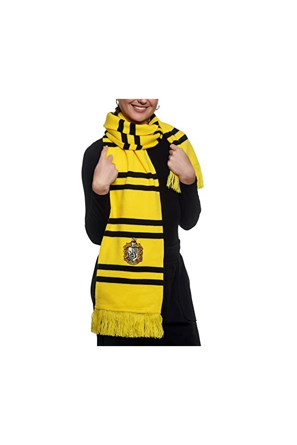 Merchoid Écharpe Harry Potter Maison Poufsouffle - Écharpe officielle Warner Bros Poudlard Ultra Douce, jaune, taille unique