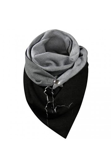 Herbests Écharpe triangulaire pour femme - Écharpe chaude - Avec bouton - En coton - Chaude - Écharpe dautomne - Doux - Coup