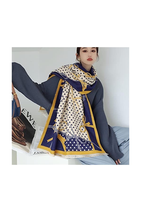 SARGE 2022 Nouvelle écharpe Automne et Hiver Nouvelle écharpe Femme Bagh Britannique Écharpe en Cachemire hérissée Châle Echa