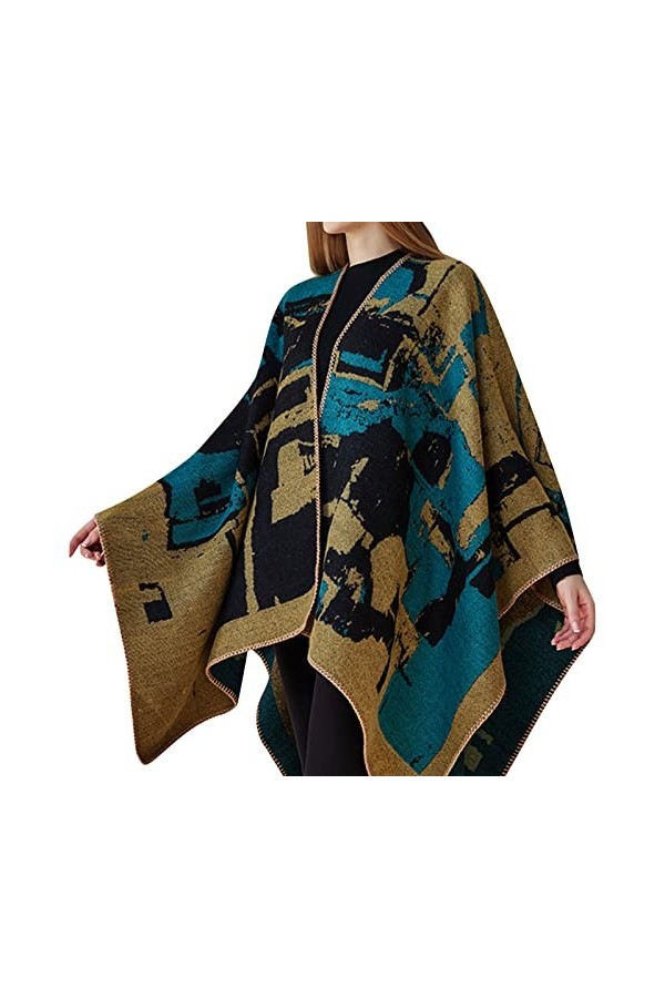 Écharpe Imprimée Femme Mode Chaude Douce Cardigans Écharpe Double Face Épais Écharpe Femme Chapeau Avec Écharpe, jaune, taill