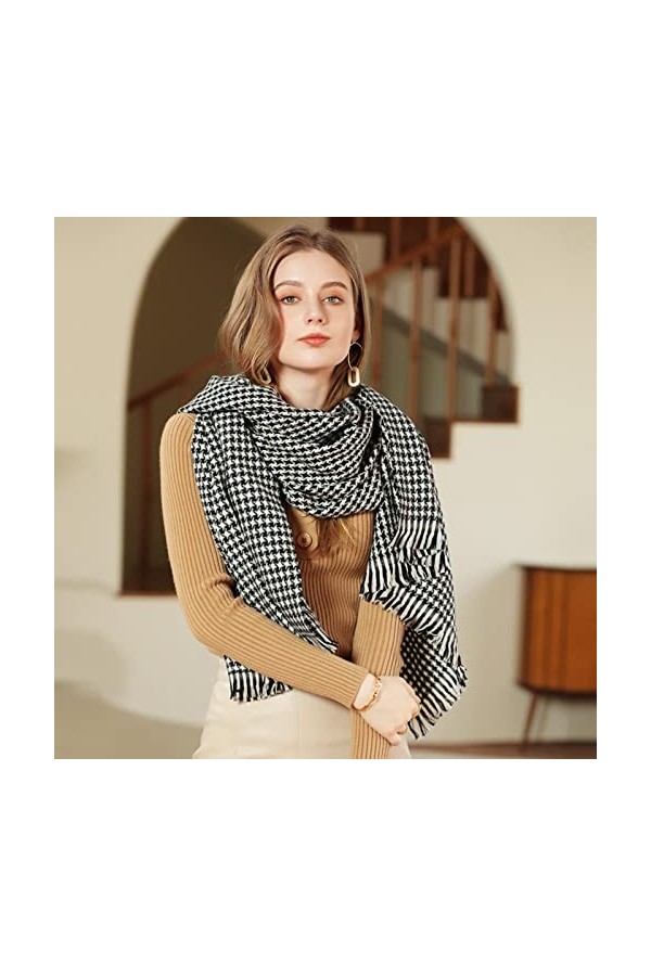 ASHEET écharpe Femme Écharpe Rhombus Plaid Imprimerie Écharpe Femmes Chaussade De Femmes Chaudes Et Épaisses Vêtements Écharp