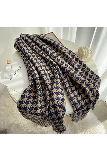 UKKO Foulard Écharpe dhiver Femme Cashmere Châle Wrap De LÉpaisseur Écharpe Tassel Écharpe Femme Couverture Tricotée Carrée