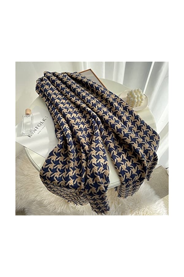 UKKO Foulard Écharpe dhiver Femme Cashmere Châle Wrap De LÉpaisseur Écharpe Tassel Écharpe Femme Couverture Tricotée Carrée