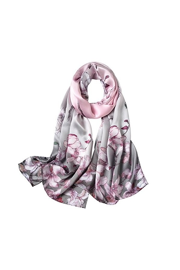STORY OF SHANGHAI Femme Foulard 100% Soie Coloré Echarpe Léger Elégant Coupe Manuel Meilleur Cadeau pour votre Lady,Taille un
