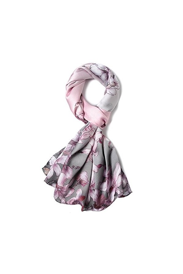 STORY OF SHANGHAI Femme Foulard 100% Soie Coloré Echarpe Léger Elégant Coupe Manuel Meilleur Cadeau pour votre Lady,Taille un