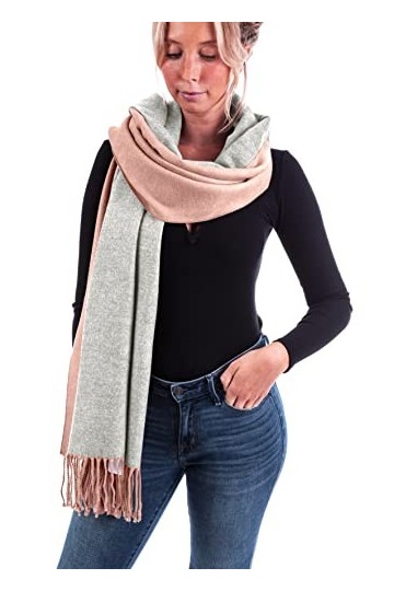 WOMENS WEAR U&F FASHIONSTORE U&F Écharpe double face bicolore pour femme 100 % viscose Taille unique Décontracté Basic Pac