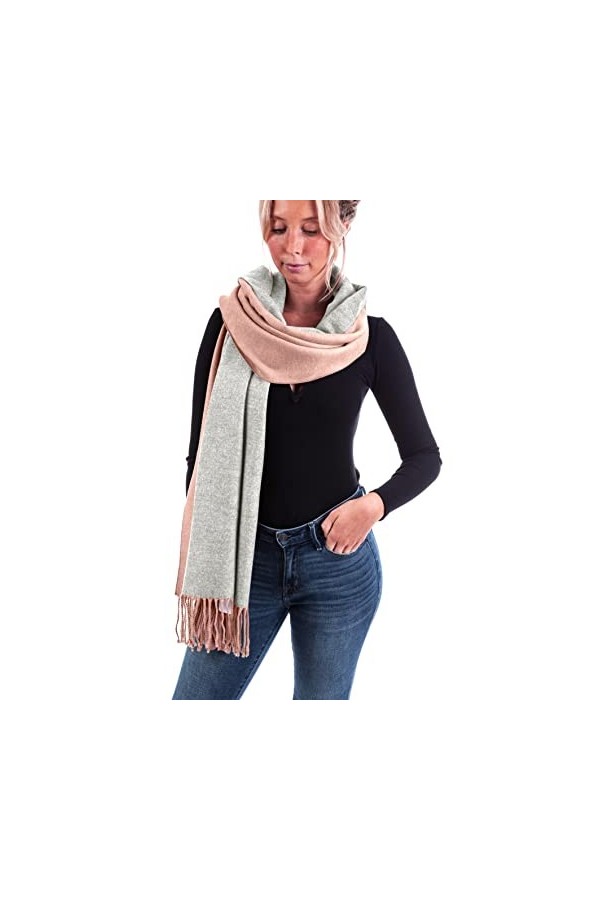 WOMENS WEAR U&F FASHIONSTORE U&F Écharpe double face bicolore pour femme 100 % viscose Taille unique Décontracté Basic Pac