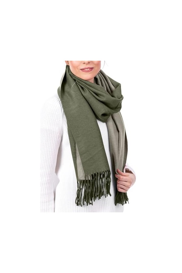 WOMENS WEAR U&F FASHIONSTORE U&F Écharpe double face bicolore pour femme 100 % viscose Taille unique Décontracté Basic Pac