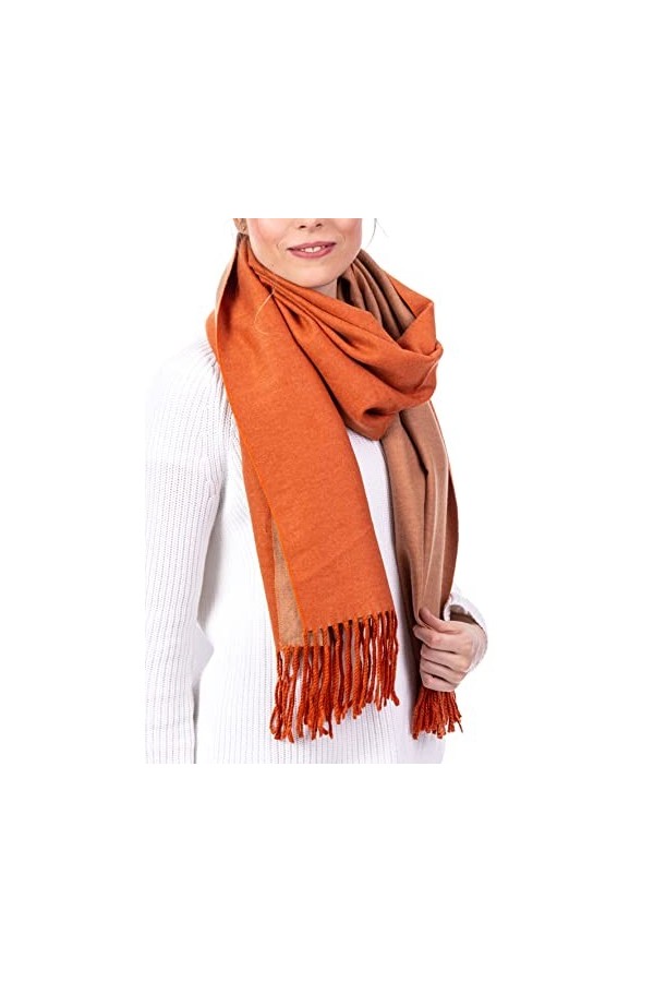 WOMENS WEAR U&F FASHIONSTORE U&F Écharpe double face bicolore pour femme 100 % viscose Taille unique Décontracté Basic Pac