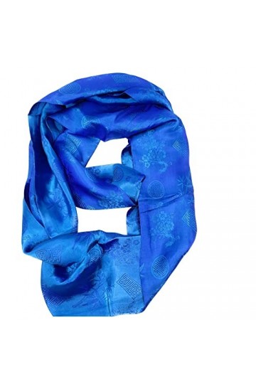 Millie & Boo Écharpe Infinity pour femme - Mélange de soie - Bleu, Argenté, gris., Taille Unique