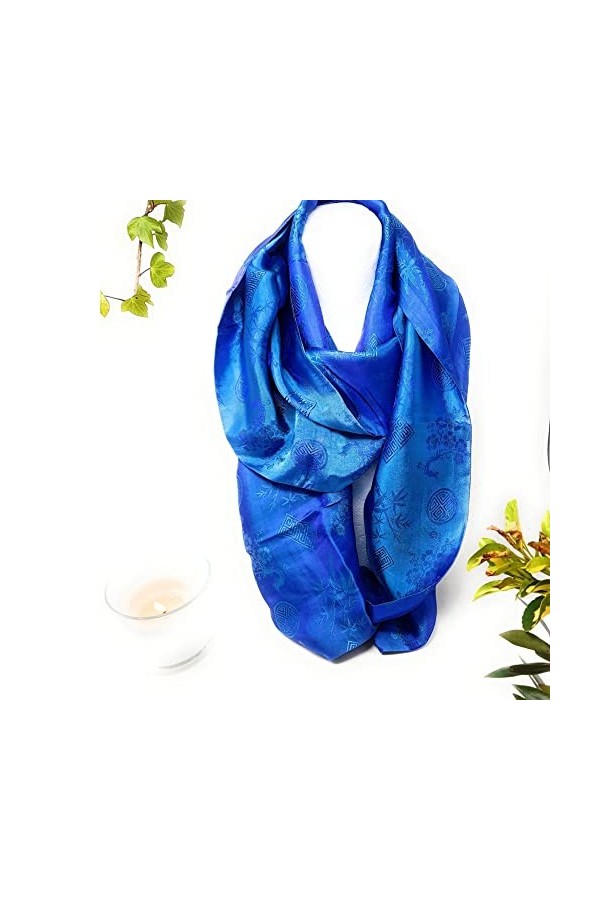 Millie & Boo Écharpe Infinity pour femme - Mélange de soie - Bleu, Argenté, gris., Taille Unique